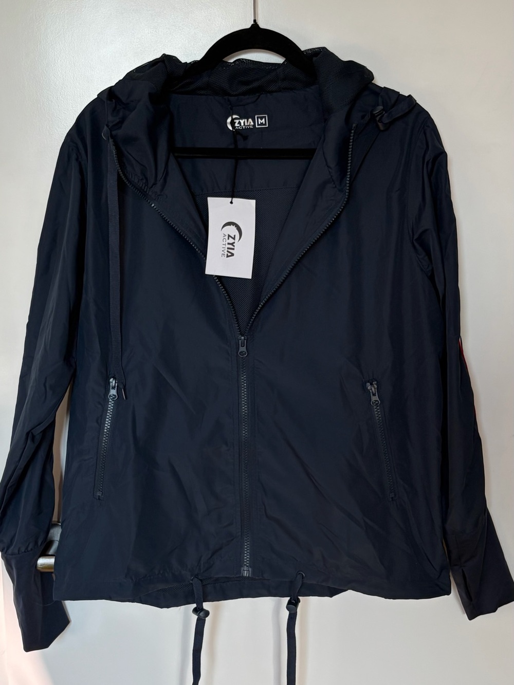 Zyia Active USA Women's Navy Hooded Windbreaker Jacket
